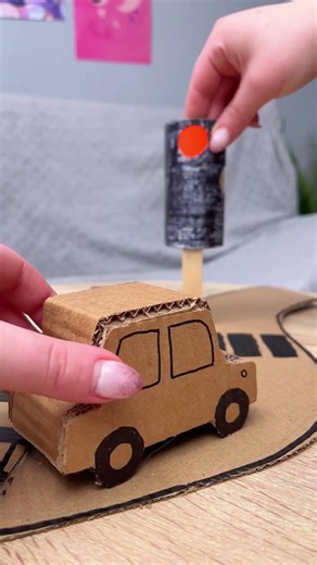 Zoom into Safety! Fun Cardboard Car Adventure 🚗 #shorts