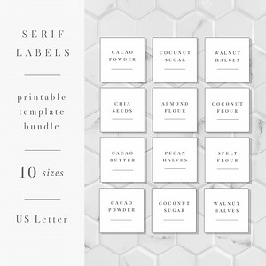 Editable Label Bundle | 10 Label Sizes | US Letter | Serif Labels | Editable Labels | Printable Label Set | Label Template Bundle - Etsy
