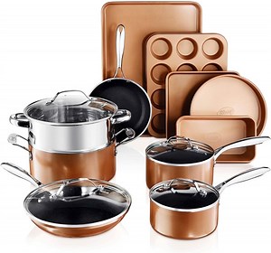 Gotham Steel 15 Pc Nonstick Pots and Pans Set, Ceramic Cookware Set, Kitchen Cookware set with Bakeware, Non Stick Cookware Set, Oven/Dishwasher Safe