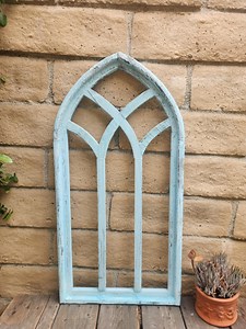 Arch Wood Frame Shabby Chic Wall Hanging Wood Window Decor Distress Blue 33" H - Etsy UK