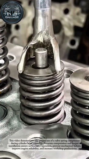Valve Spring Compression & Installation | Cylinder Head Assembly Process#mechanic #shorts
