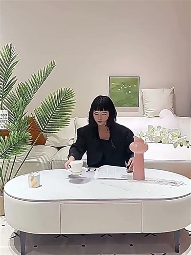 セラミック天板 センターテーブル 楕円形 モダンシンプル 床置きタイプ コンパクトリビング用 上質デザイン