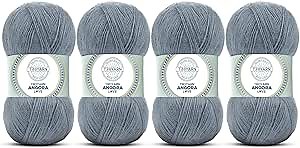 Angora Love (4-Skeins Pack) 20% Wool 80% Acrylic - Wool Yarn for Crocheting - Lace Weight #1 Fingering & Socks Yarn (4 x 3.52 oz) / (4 x 601 Yds) - Medium Grey