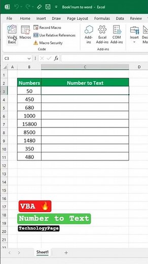VBA 🔥| number to text with using VBA | #vba #vbaexcel #trimtabs #memoization #formulaic #viral #1m