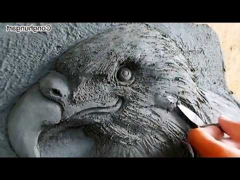 It's amazing how he sculpted a realistic eagle head out of cement.