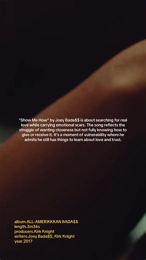 “Show Me How” reveals a softer and more introspective side of Joey Bada$$. Instead of focusing on confidence or success, he reflects on emotional growth and the difficulty of navigating relationships when past experiences have left their mark. Throughout the song, Joey acknowledges that love isn’t always natural or easy for him. Rather than pretending he has everything figured out, he openly asks to be guided — to be shown what genuine connection looks like. That honesty becomes the emotional co