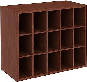ClosetMaid 15 Cube Stackable Storage Organizer for Shoes, Bags, Crafts, Hobbies with Wood Shelves, for Closet, Entryway or Mudroom, Dark Cherry
