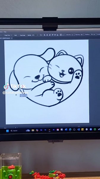 Cat Love Dog🫶🏻❤️🐱🐶 #cat #dog #Love #friendship #tutorial #icon #logo #mascot #adobeillustrator
