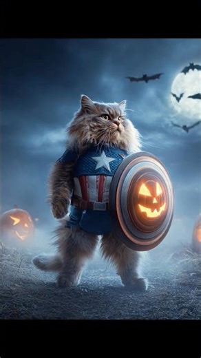 Captain Halloween 🐾🎃 | The Fearless Cat with the Pumpkin Shield