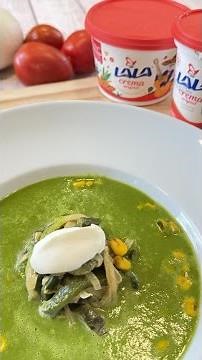 We'll take this Poblano pepper cream soup recipe with caramelized corn to the next level with cream
