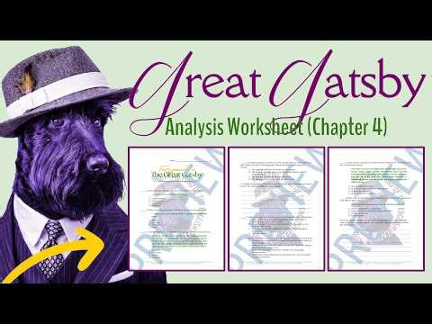 The Great Gatsby Chapter 4 Literary Analysis Worksheet & Answer Key | American Literature Activity