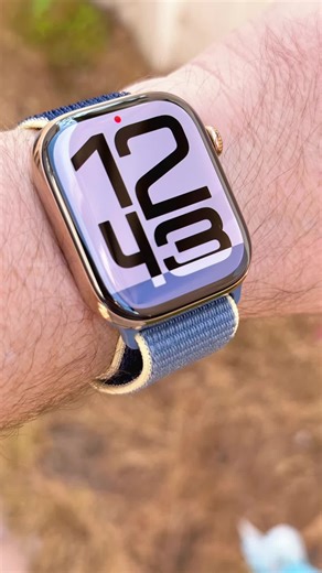 Flux face on Polished Gold Titanium Apple Watch Series 10 #AppleWatchGold #GoldPolishedTitanium #AppleWatchTitanium #GoldAppleWatch #AlaskanBlueSportLoop