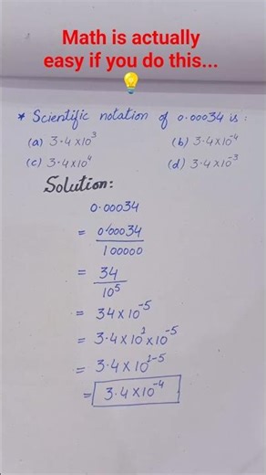 How to write 0.00034 in Scientific Notation! ✍️🔢 #maths