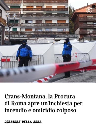 Incendio e omicidio colposo. Per queste ipotesi di reato, la Procura di Roma ha aperto un'indagine per l'incendio del pub-discoteca «Le Constellation» a Crans-Montana. Nella tragedia hanno perso la vita 40 persone, molte giovani, e tra queste 6 ragazzi italiani. All'attenzione degli inquirenti della Procura di Roma, rispetto al caso della strage di Crans Montana, è stata posta dalla Farnesina una relazione informativa rispetto a quanto avvenuto nel locale la notte dell'ultimo dell'anno. 👉 Leggi
