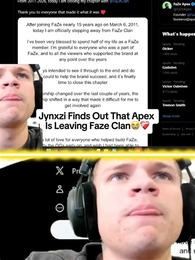 Apex Leaves FaZe Clan After 15 Years with Heartfelt Message