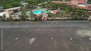 Hotel And Resort On The Coastline Of Porto Novo, Cabo Verde, Africa. aerial pullback ascend