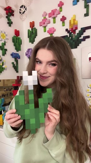 DIY Minecraft White Tulip Painting - Real Life Flower Art