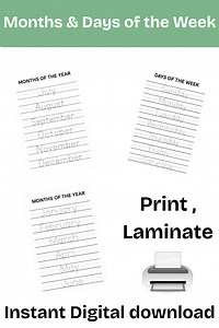 Days of the Week & Year Tracing Worksheets PDF – Learn to Write Days   Bonus A–Z Alphabet Tracing Printable - Etsy Canada