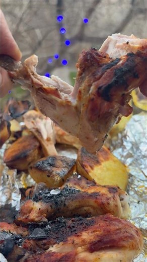 Grilled Chicken Thighs Over Open Fire 🔥 | Outdoor Cooking ASMR #shorts