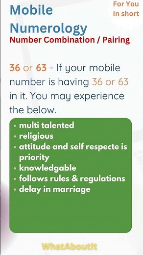 Mobile Numerology | 36 | 63 | Number Combination | WhatAboutIT