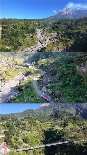 Epic Road of Sand Miners at Mount Merapi 🌋 Indonesia Drone View #shorts #nature