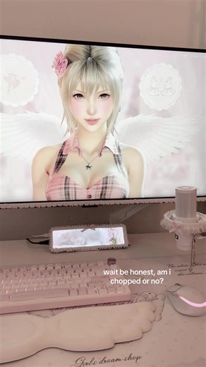 i fear i gave up on cable management after i got a new monitor #setup #pink #cutecore #pcgaming #kawaii