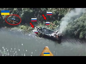 Ukrainian Azov FPV Drones DESTROY Russian Marines as Crossing River on the Open Battlefield