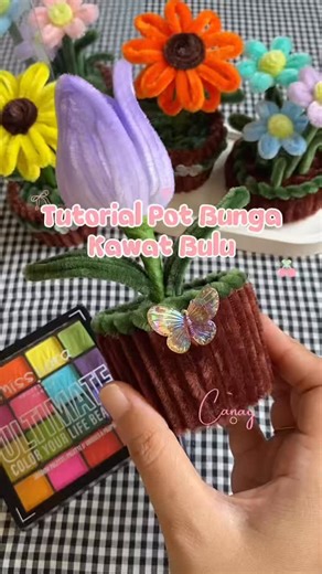 🌼 handmade by canay | Since 2022 🌼 on Instagram: "🌷 tutorial pot bunga kawat bulu 🌷 #canaystore #tutorial #flower"
