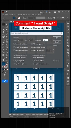 Adobe Illustrator 2026 – Pro Tips for using Scripts Make text Numbers Sequence #abhineshkumar