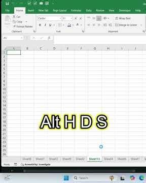 Excel Shortcut Course #25 | Insert & Delete Sheets Fast | Shift + F11 / Alt → H → D → S