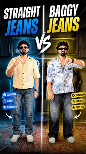 Straight vs baggy jeans outfits #mensfashion #baggyjeans #fashion