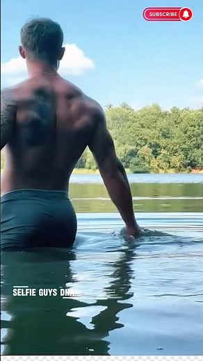 Handsome Guy Strong Body and Style The River swim #shorts