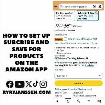 How to set up subscribe and save for products on the Amazon app