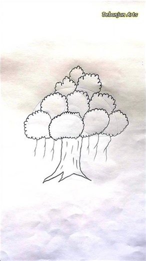 How to Draw a Banyan Tree Step by Step | Easy Tree Drawing for Beginners #shorts #tree #drawing