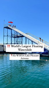 ‼️ World’s Largest Floating Waterslide is located in Arizona at Lake Pleasant! @h2whoa_lake_pleasant ⭐️SAVE & SHARE Looking for the ultimate summer activity to stay cool? You have to check out @h2o slide! It has 3 different slides you can choose from. You can purchase your tickets online or on-site. They provide life jackets and a place to leave your belongings. My kid’s had a blast! 🙌 🚨 Would you go down Arizona’s Tallest Floating Waterslide? SLIDE & JUMP ⭐️1 Time$10 ⭐️1 Hour (Mon-Fri)$35 ⭐️1