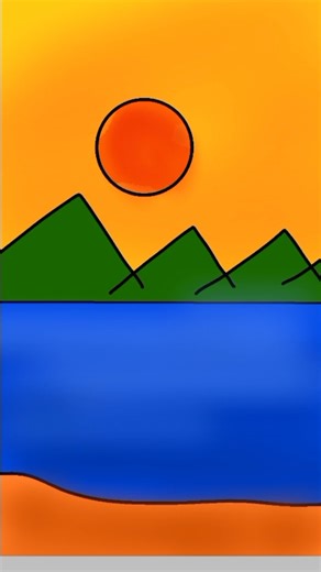 Satisfying Sunset Scenery Coloring Time-Lapse 🧡 | Digital Art #shorts