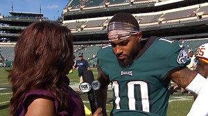 365K views · 1.4K reactions | "I'm 32 but I still tell everybody I feel like I'm 24." DeSean Jackson joined Pam Oliver after scoring 2 TDs in the Philadelphia Eagles win today! | NFL on FOX | Facebook