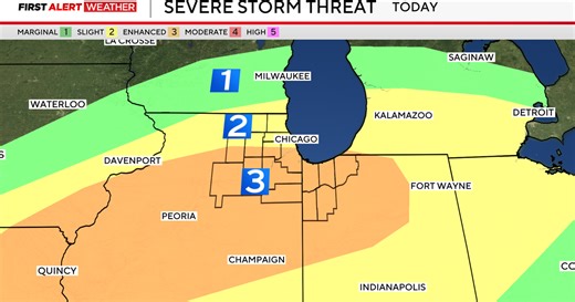 Severe storms in Chicago on Tuesday afternoon