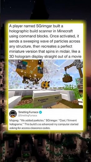 A player named SGrimgar built a holographic build scanner in Minecraft using command blocks