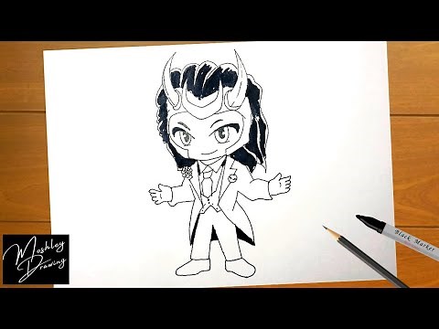 How to Draw Loki Cartoon - Chibi Loki Drawing