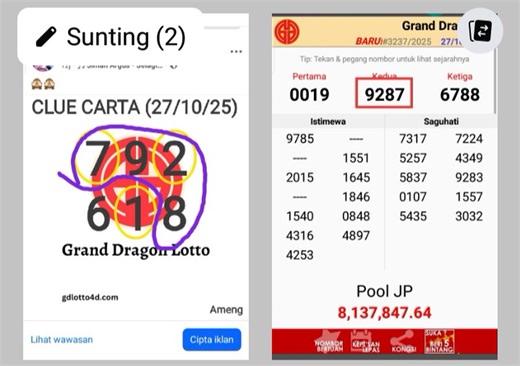 Tahniah🚀🥳 buat sahabat yg berjaya lock ( SB H 9287) itu je yg menjadi ..👌🫡 ......hrap next clue dapat lebih dari tu buat sahabat yg follow clue 😁 ..cukup sekadar like nd comment pun ok da thanks buat yg hantar bintang 👌🫡 #pemburu2d3dpod #AmengLuu #CluecartabyAmengLuu #ramalancai | Ameng Luu