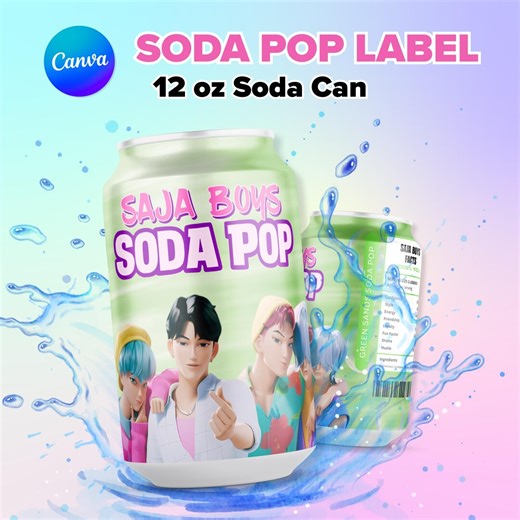 Kpop Demon Hunters Saja Boys Soda Can Label, Saja Boys Soda Pop Labels, Kpop Birthday Party Favor, Instant Download Canva Template - Etsy