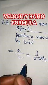 Velocity Ratio Formula