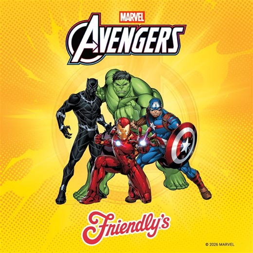 Celebrate like a hero! Save the day by bringing iconic Marvel heroes and legendary flavor together in one unforgettable cake. Let the celebrations begin! 🦸‍♂️🍰 | Friendly's Ice Cream