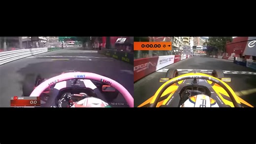 F3 vs FE电动方程式 摩纳哥杆位车载对比