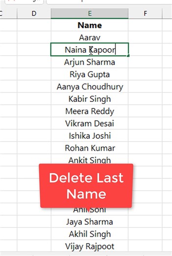 54K views · 421 reactions | Amazing Trick to delete last name in seconds in excel #exceltricks #exceltips | Mukul Jain | Facebook