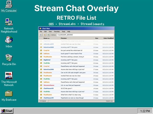 Classic File List Chat Widget for Streamlabs and Streamelements, Retro Windows 95 Explorer Style, Early Internet Twitch Overlay - Etsy