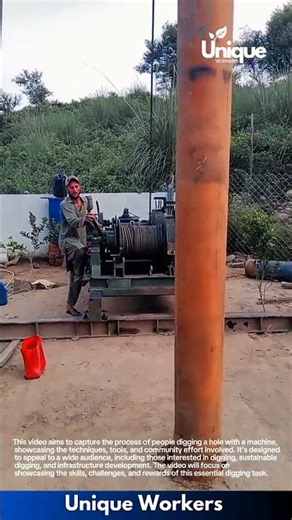 Digging a hole with a machine: people digging a hole with a machine
