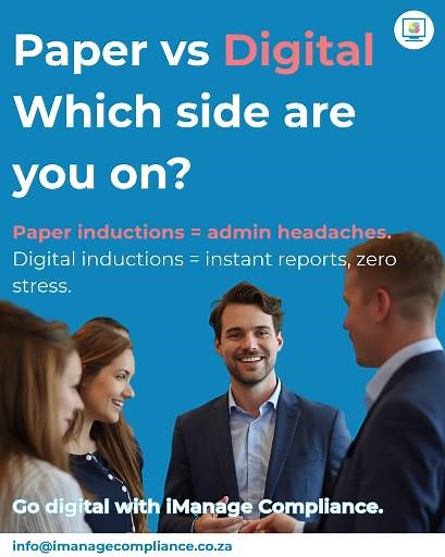 🚨 Did you know? If your employees or contractors aren’t properly inducted and trained, your company can be held legally responsible under the Occupational Health and Safety (OHS) Act. Managing inductions manually can be a nightmare — endless paperwork, chasing signatures, and making sure every record is up to date. 😩 💡 There’s a better way. With Digital Inductions from I Manage Compliance, you can: ✅ Automate the entire induction process ✅ Track training and compliance in real-time ✅ Say good